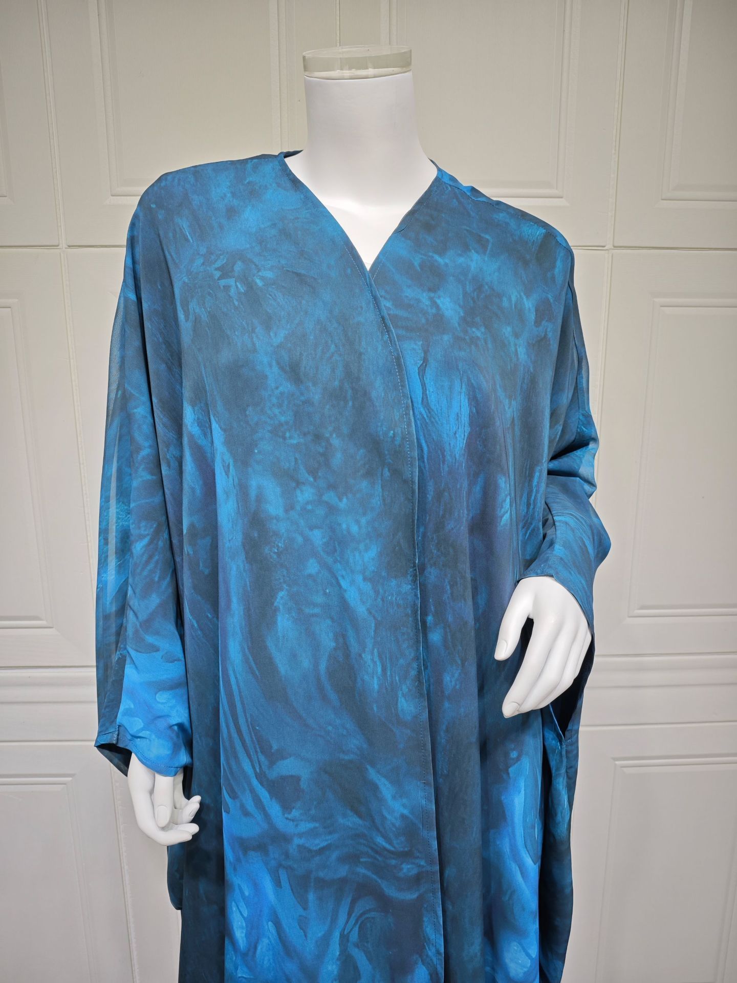 New product selection MQ162 modest chiffon printing fashionable temperament elegant atmosphere tie dyed cardigan long Türkiye new dress