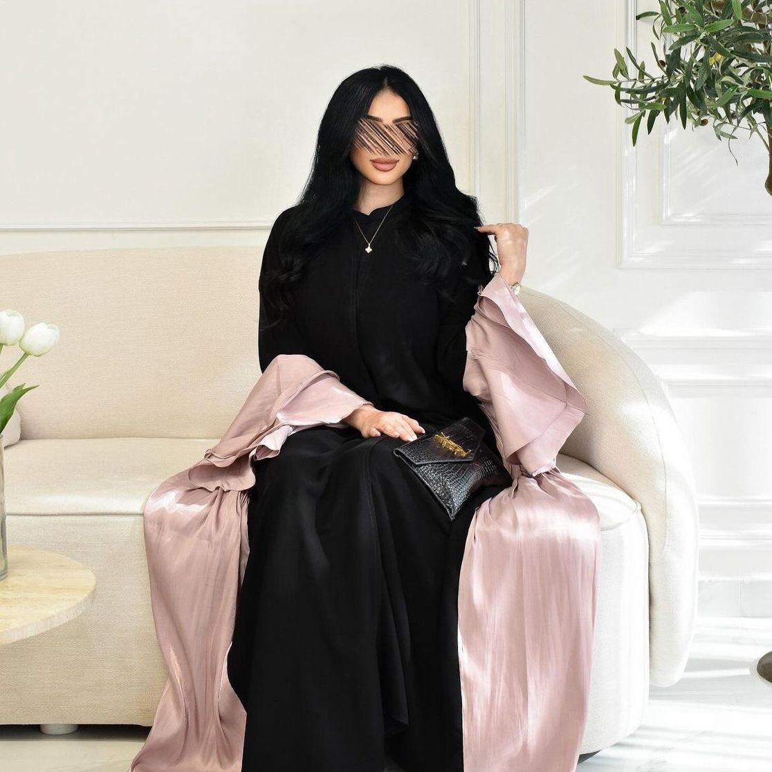 New Product Selection MQ124 Middle Eastern Women's Fashion Modest Muslim Abaya Cardigan Bright Silk Satin Dress Ruffle Sleeves