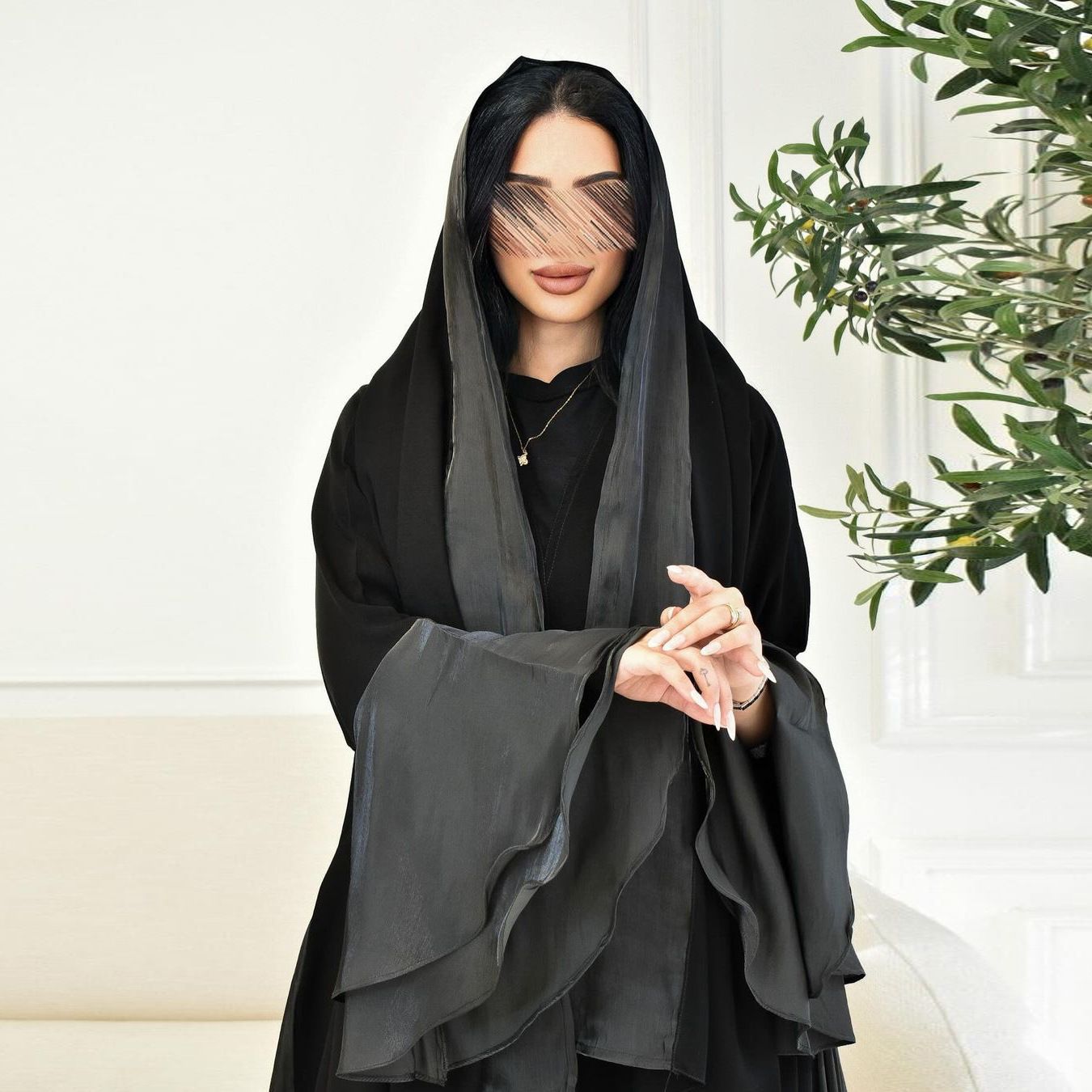 New Product Selection MQ124 Middle Eastern Women's Fashion Modest Muslim Abaya Cardigan Bright Silk Satin Dress Ruffle Sleeves