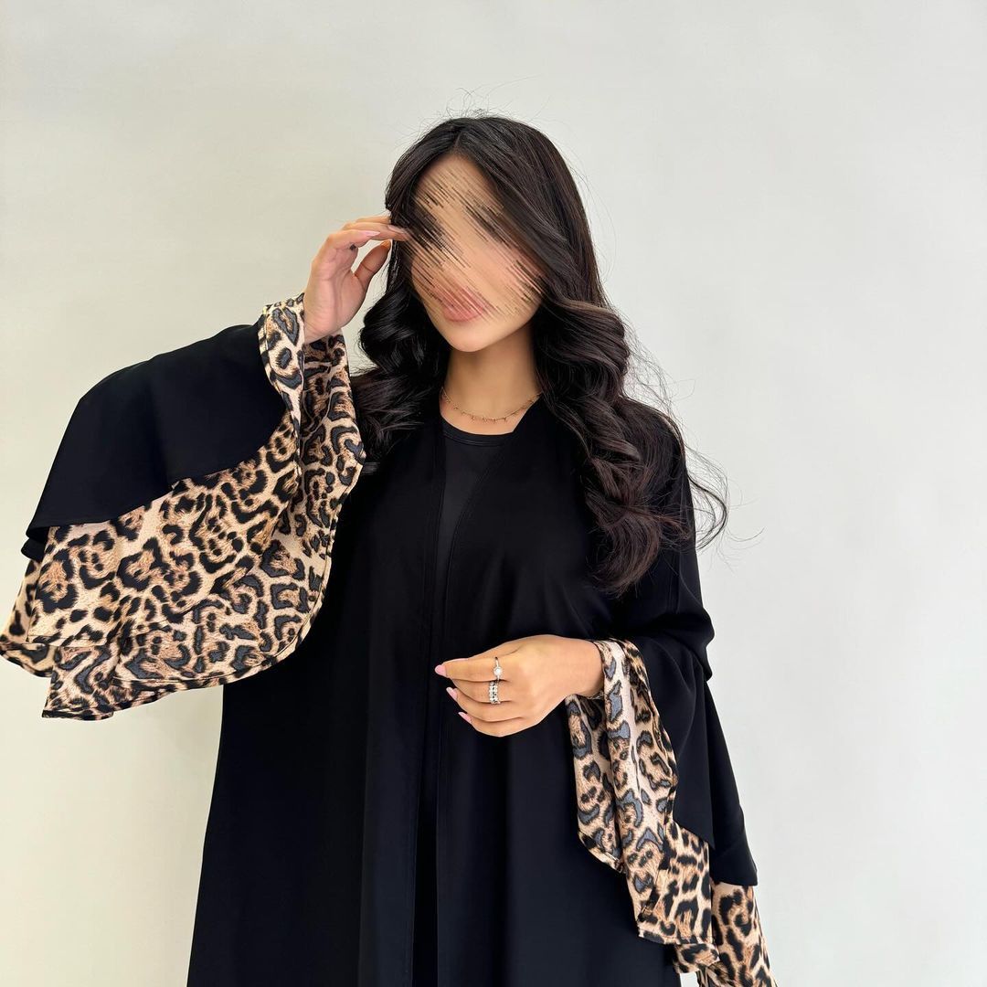 New Product Selection MQ153 Arab New Leopard Pattern Dress Cross border Robe Long Dress Middle Eastern Muslim Cardigan Abaya