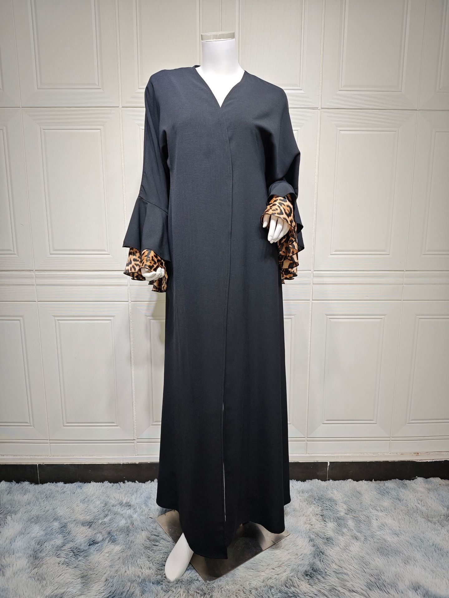 New Product Selection MQ153 Arab New Leopard Pattern Dress Cross border Robe Long Dress Middle Eastern Muslim Cardigan Abaya