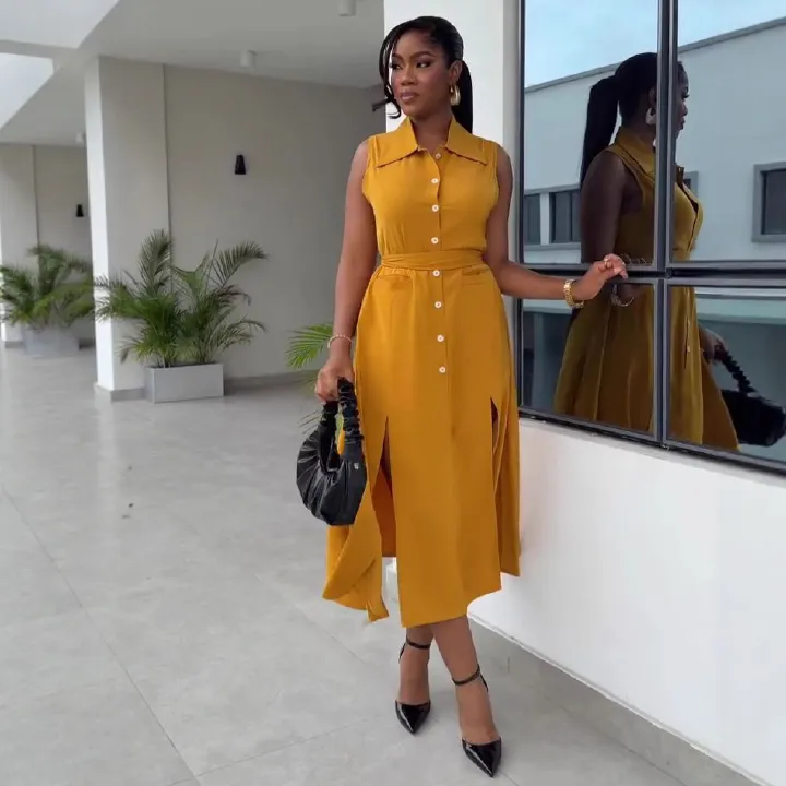 New product selection: African women's clothing with high-end design, loose and elegant lace up, slimming vest dress, European and American plus size western-style long skirt