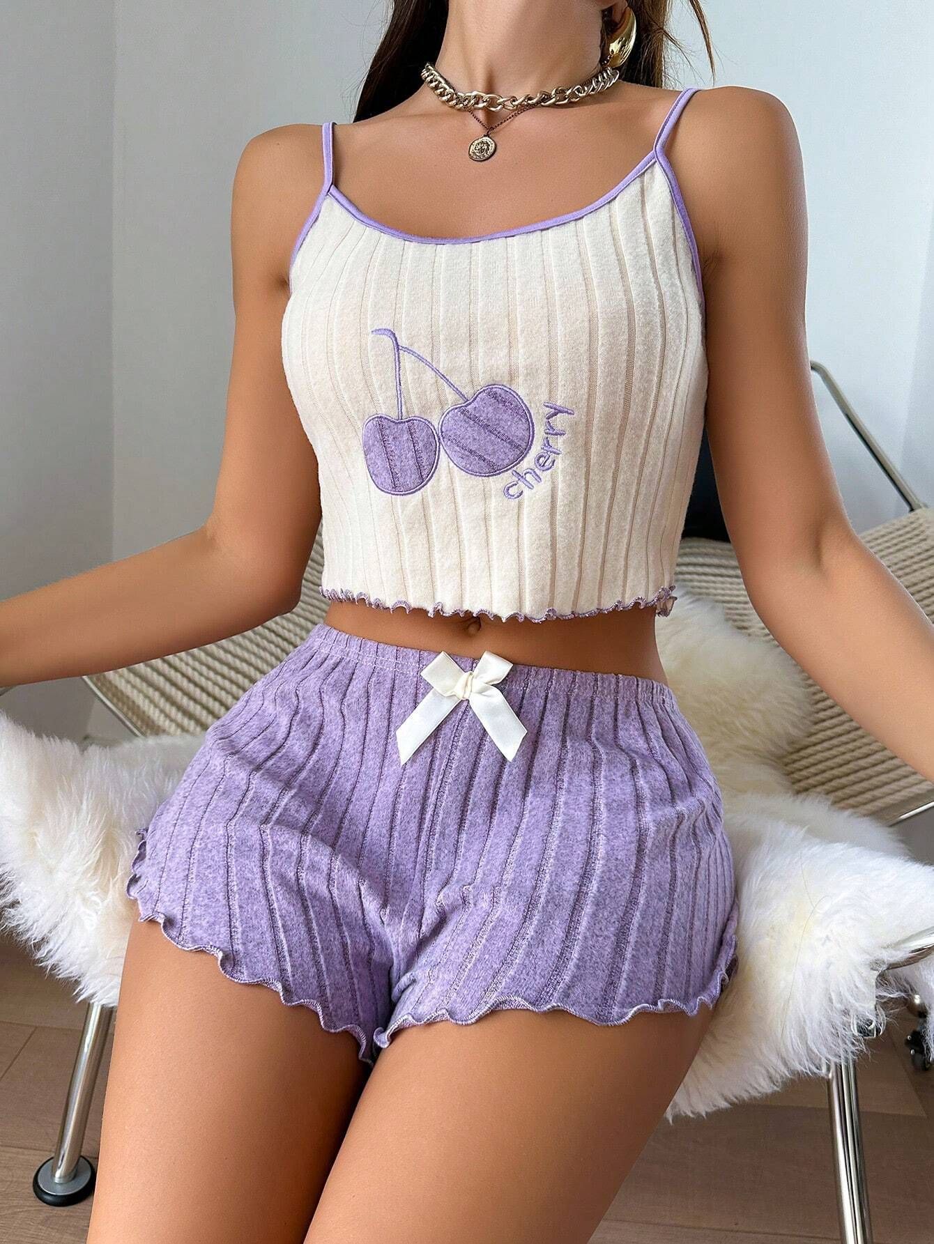 New product selection: Cross border popular foreign trade items, European and American style embroidered pajamas, women's brushed camisole vest shorts set, home wear