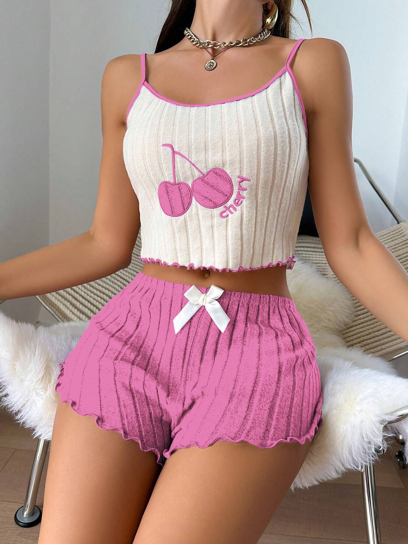 New product selection: Cross border popular foreign trade items, European and American style embroidered pajamas, women's brushed camisole vest shorts set, home wear