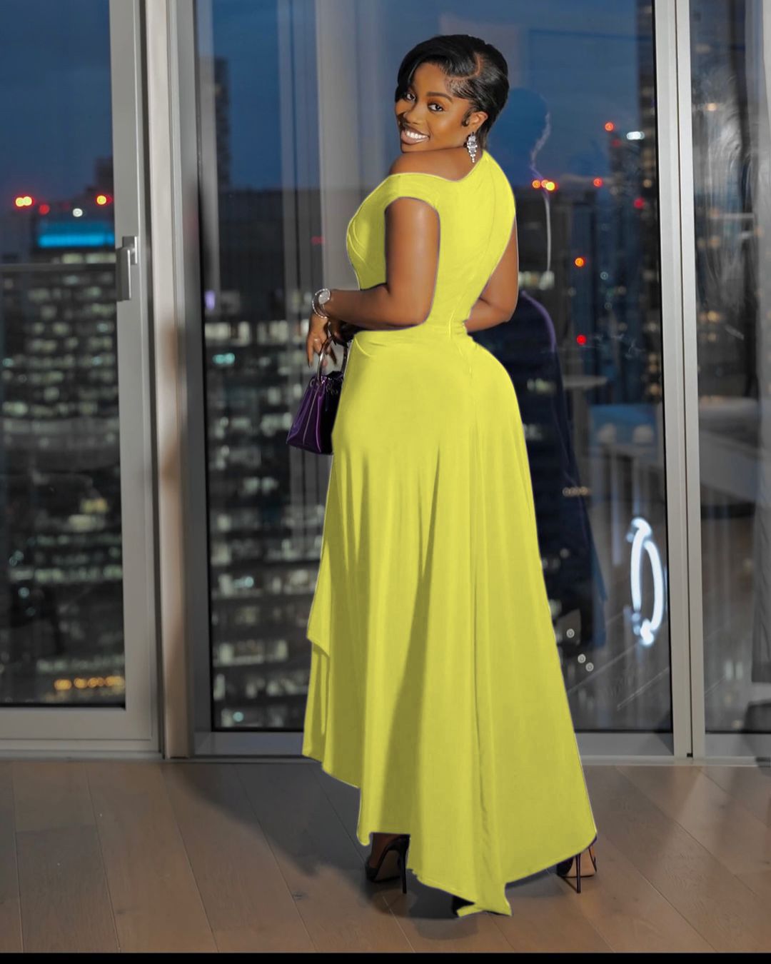 New product selection: Cross border African women's dress, European and American new solid color off shoulder waist black dress, women's summer dress