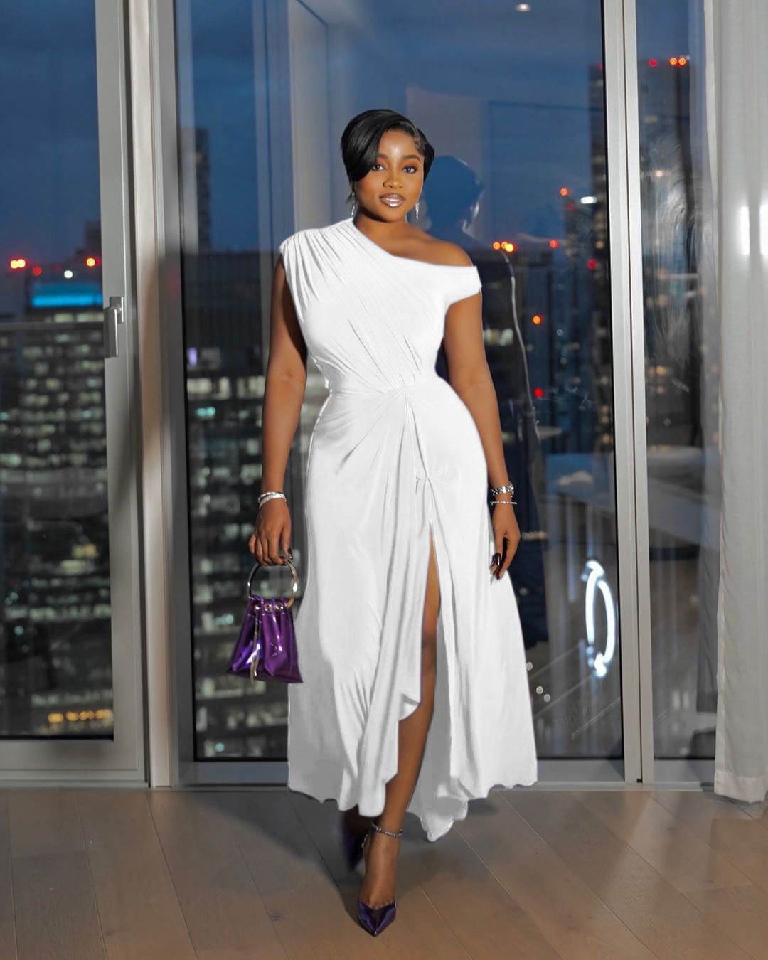 New product selection: Cross border African women's dress, European and American new solid color off shoulder waist black dress, women's summer dress