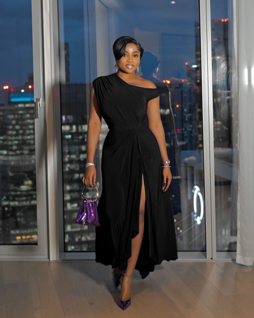 New product selection: Cross border African women's dress, European and American new solid color off shoulder waist black dress, women's summer dress