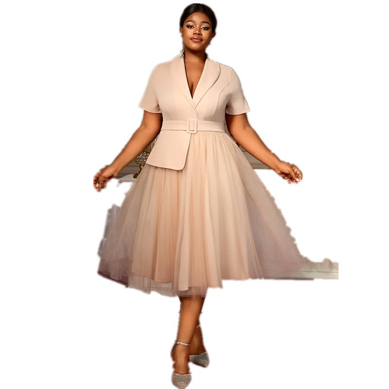 New product selection: plus size, new style, socialite temperament, small fragrance style dress, slim fit and slimming suit dress, belt A, mesh dress