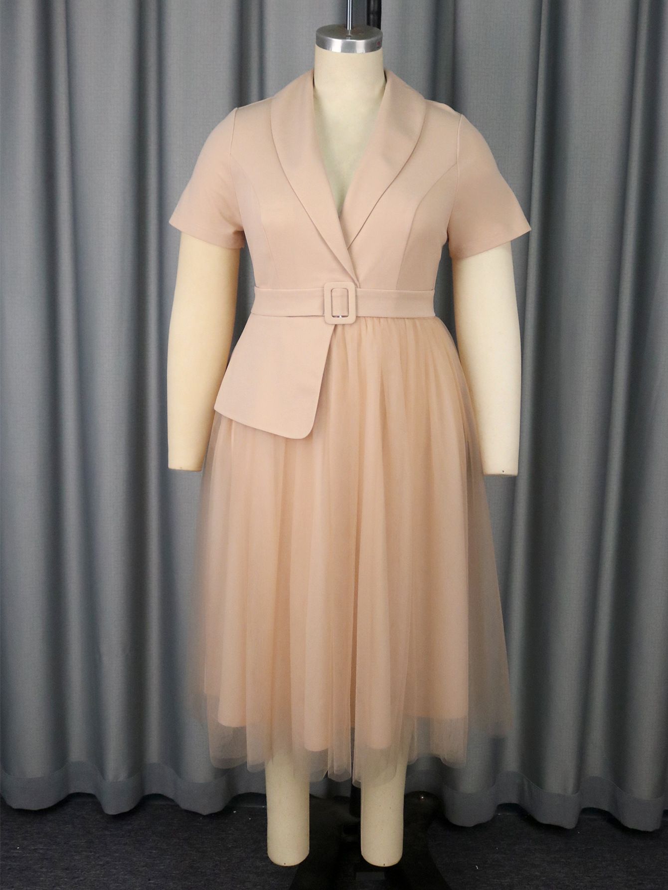 New product selection: plus size, new style, socialite temperament, small fragrance style dress, slim fit and slimming suit dress, belt A, mesh dress