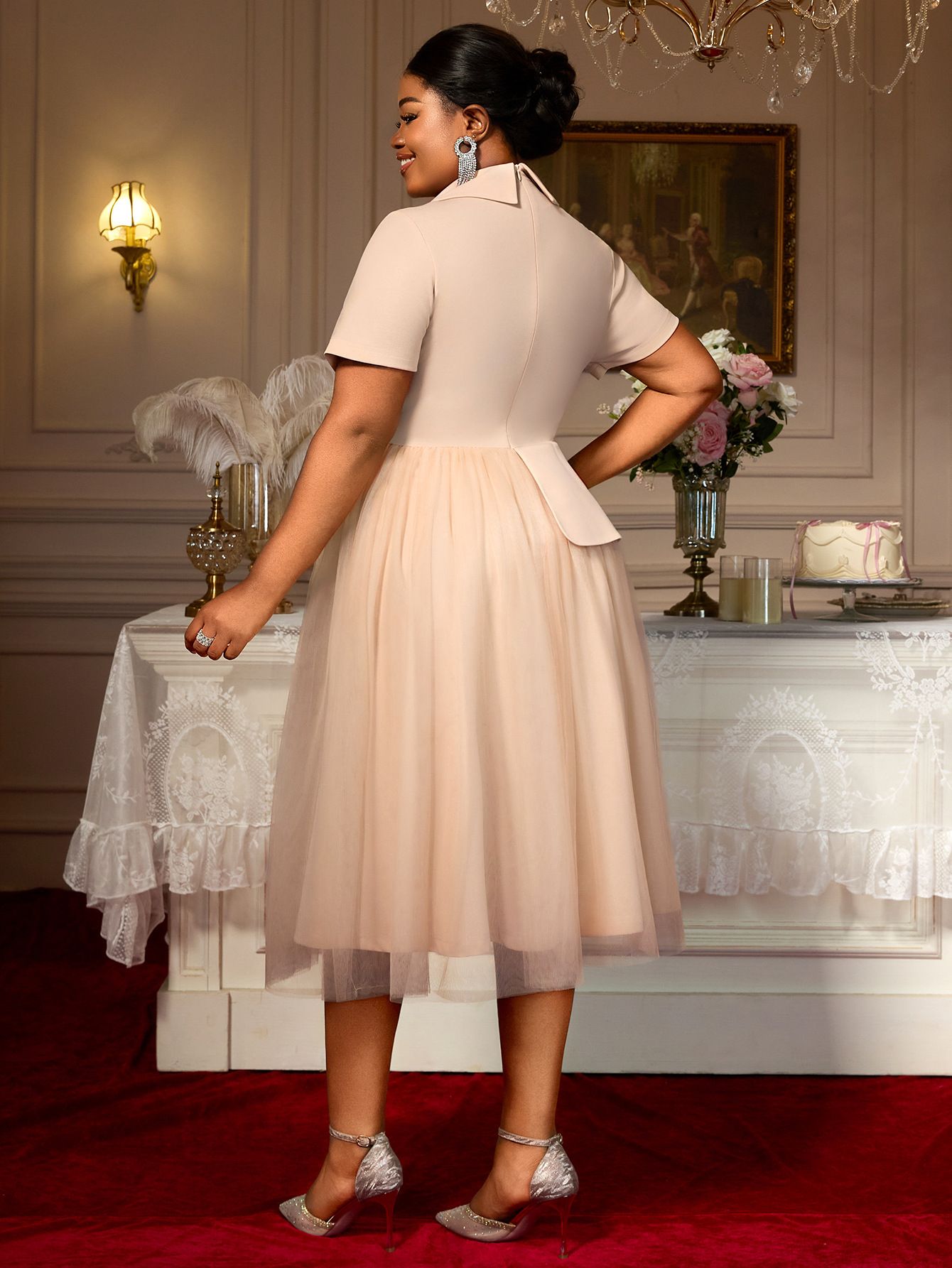 New product selection: plus size, new style, socialite temperament, small fragrance style dress, slim fit and slimming suit dress, belt A, mesh dress