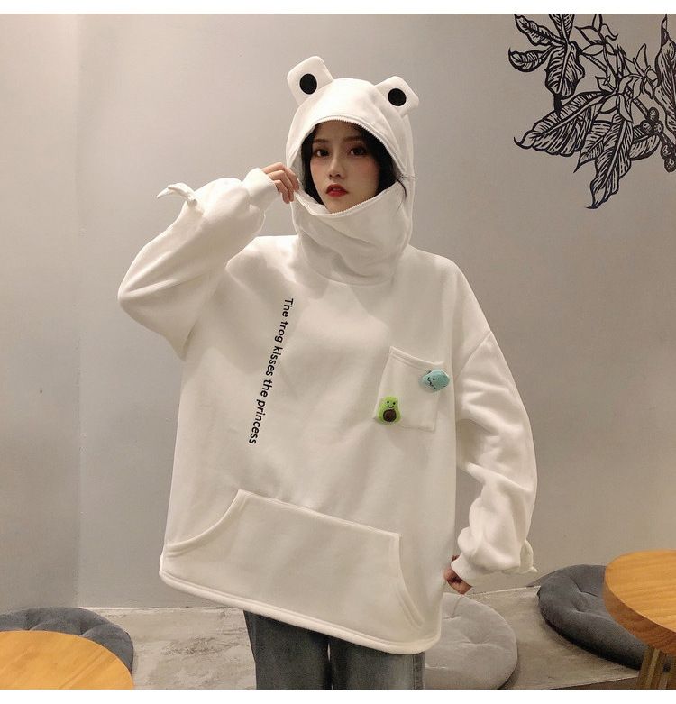 New product selection: Women's hoodie, Korean version, trendy autumn and winter couple's outfit, foreign trade frog pullover hoodie, women's hooded sweatshirt, men's and women's hooded sweatshirt with