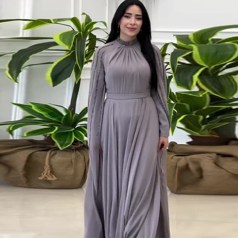 New Product Selection: Autumn and Winter New Collection, European and American Cross border Cross border Women's Clothing, Light Luxury, High end, Fashionable, Diamond Hot Press Evening Dress