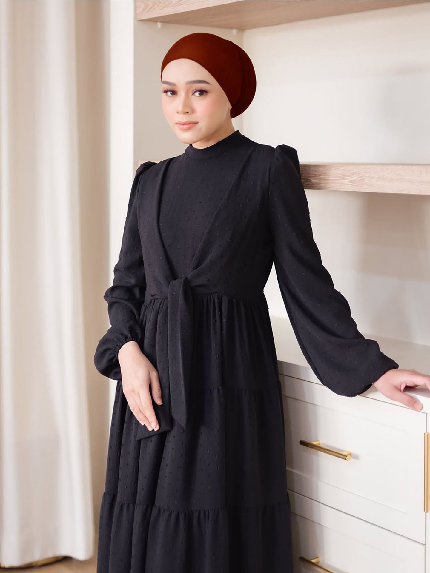New Product Selection M332 # Cross border Foreign Trade Middle East Women's Robe Southeast Asian Muslim Dress Lotus Leaf Edge Large Swing Long Dress