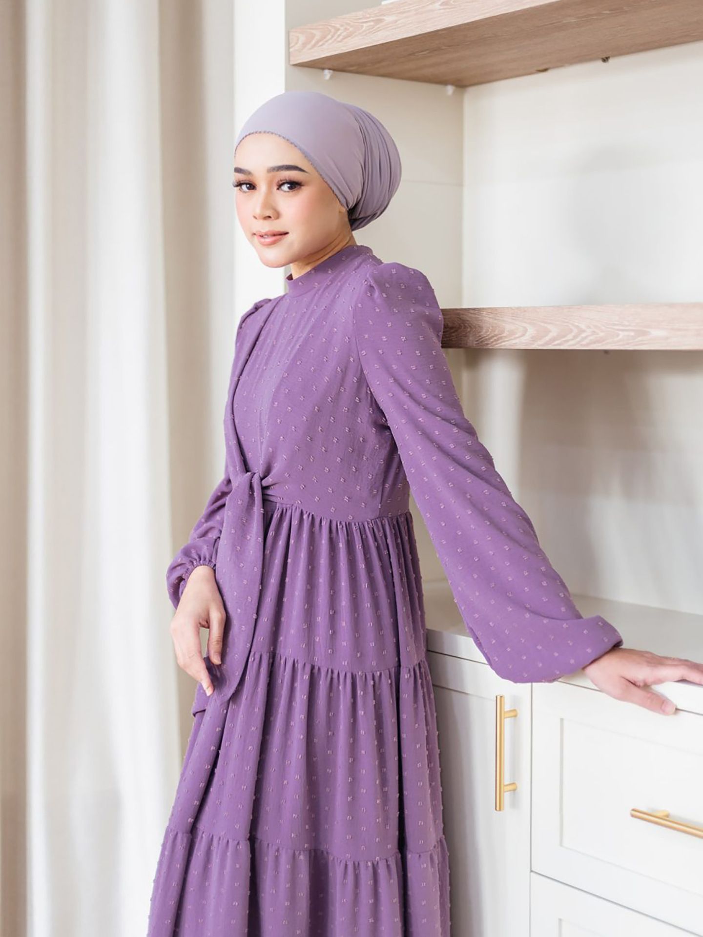 New Product Selection M332 # Cross border Foreign Trade Middle East Women's Robe Southeast Asian Muslim Dress Lotus Leaf Edge Large Swing Long Dress