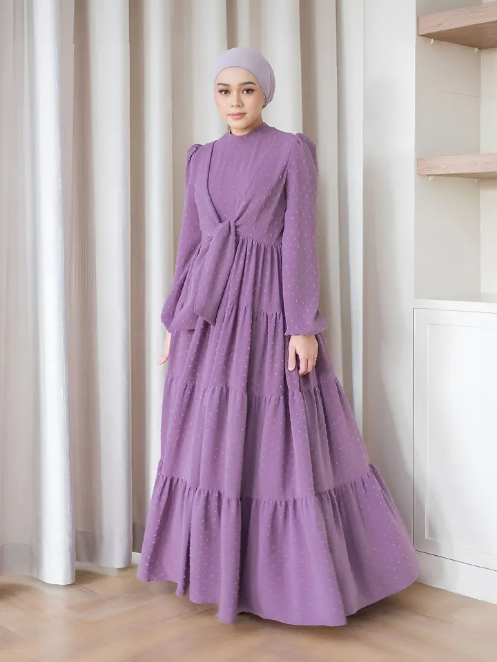 New Product Selection M332 # Cross border Foreign Trade Middle East Women's Robe Southeast Asian Muslim Dress Lotus Leaf Edge Large Swing Long Dress