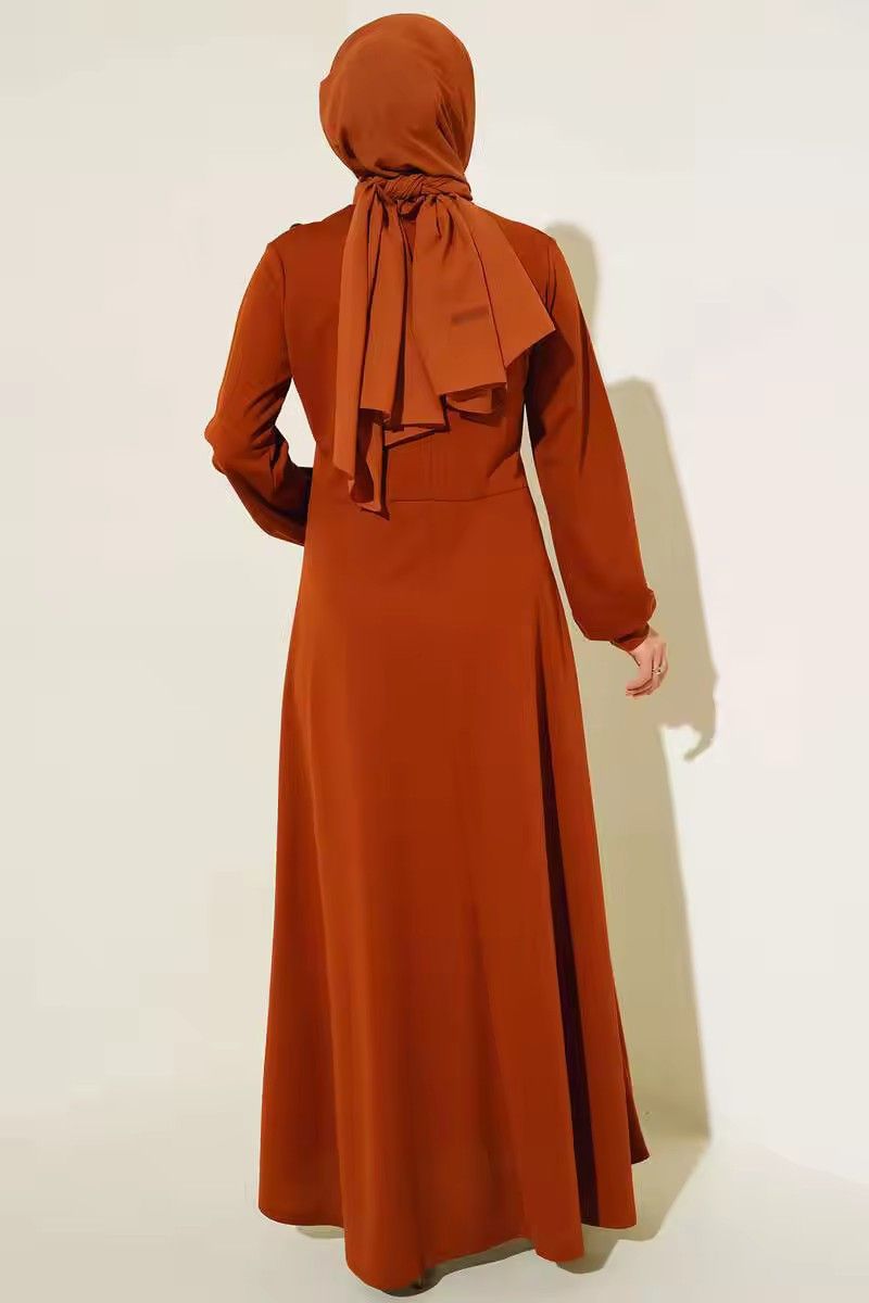 New Product Selection: Cross border Middle Eastern Muslim Women's Clothing Spring and Autumn Fashion Long Sleeve Solid Color Dress Long Robe Temperament Middle Eastern Style