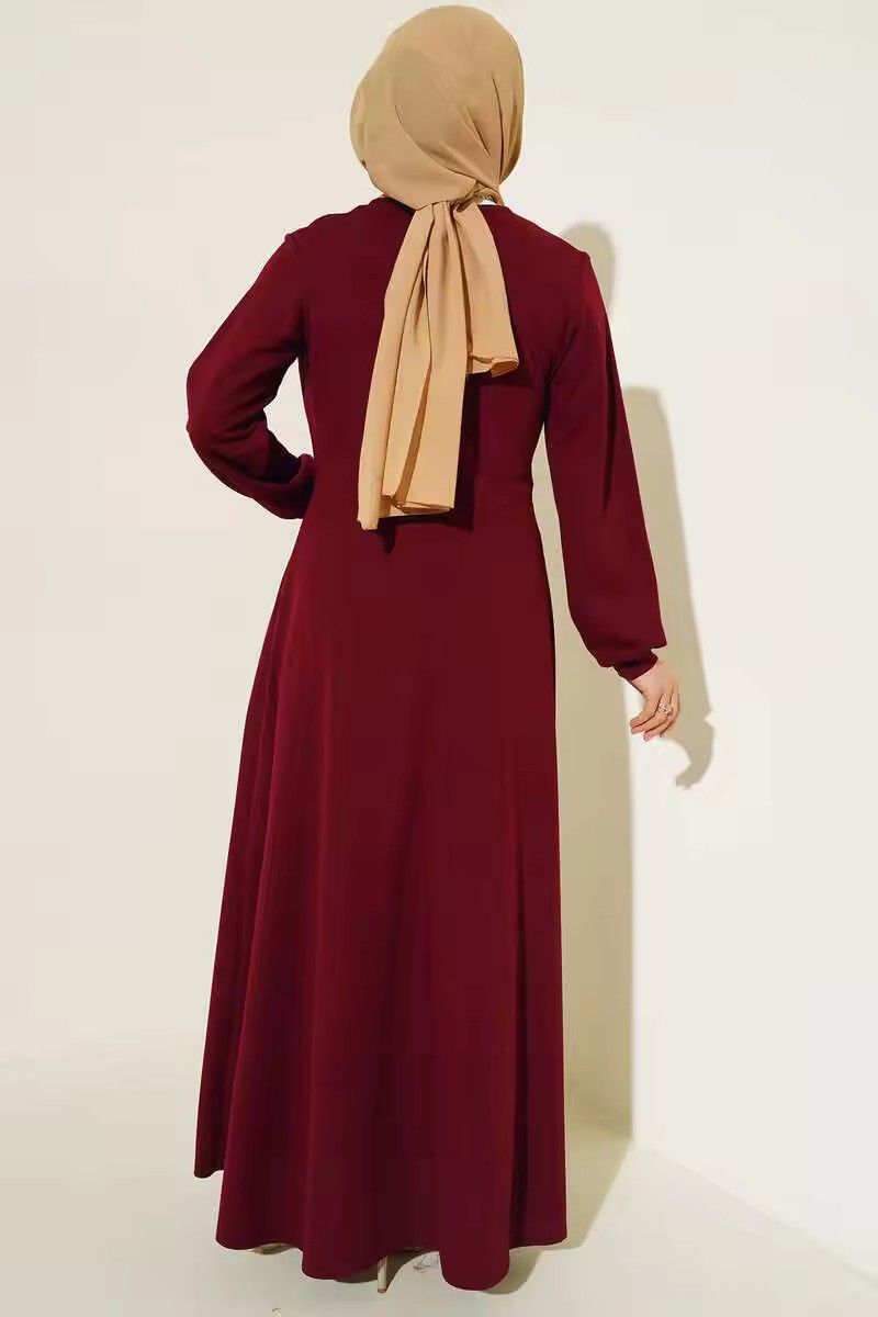 New Product Selection: Cross border Middle Eastern Muslim Women's Clothing Spring and Autumn Fashion Long Sleeve Solid Color Dress Long Robe Temperament Middle Eastern Style