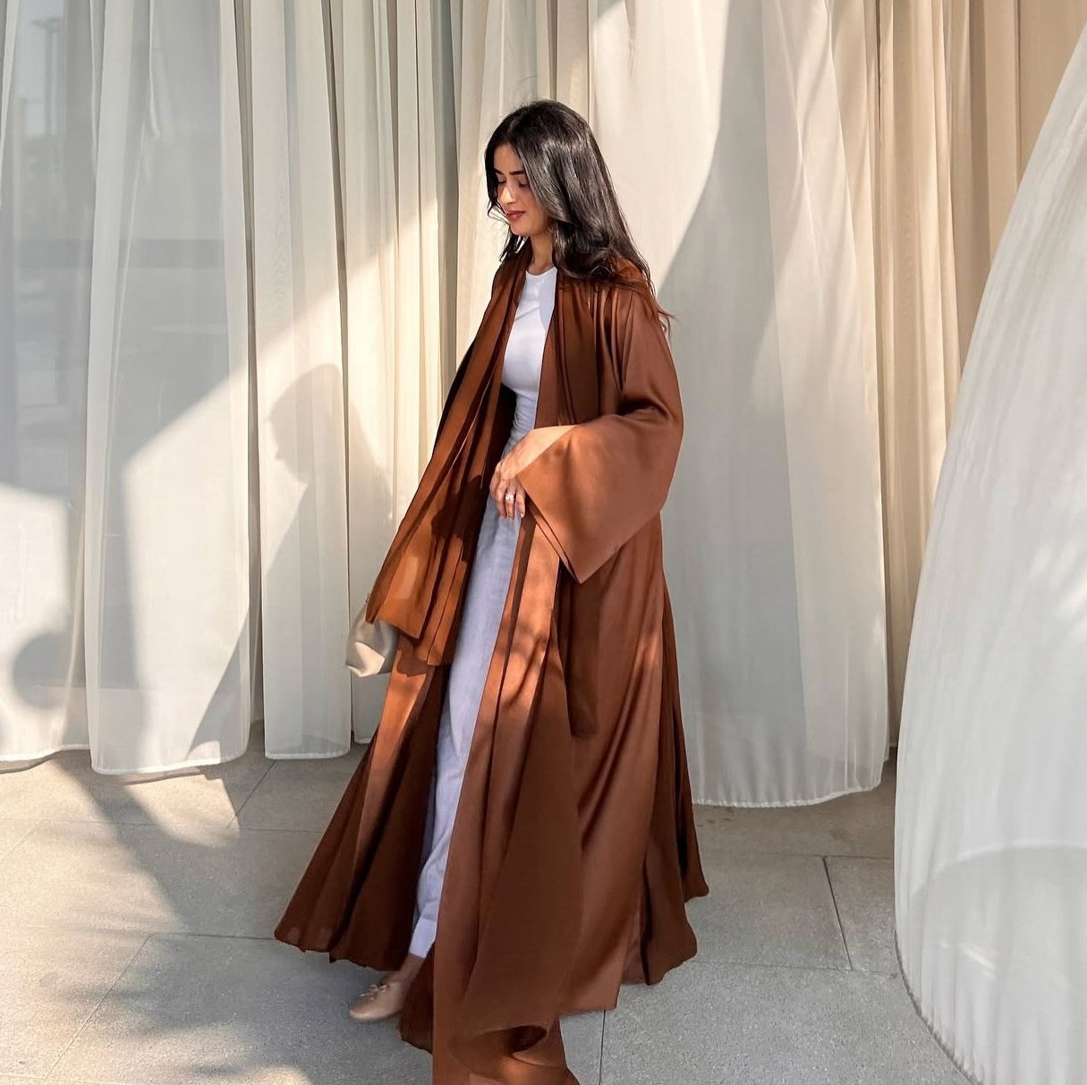 New product selection MQ166modest cross-border solid color Abaya cardigan dress loose robe in stock Middle East Dubai Muslim