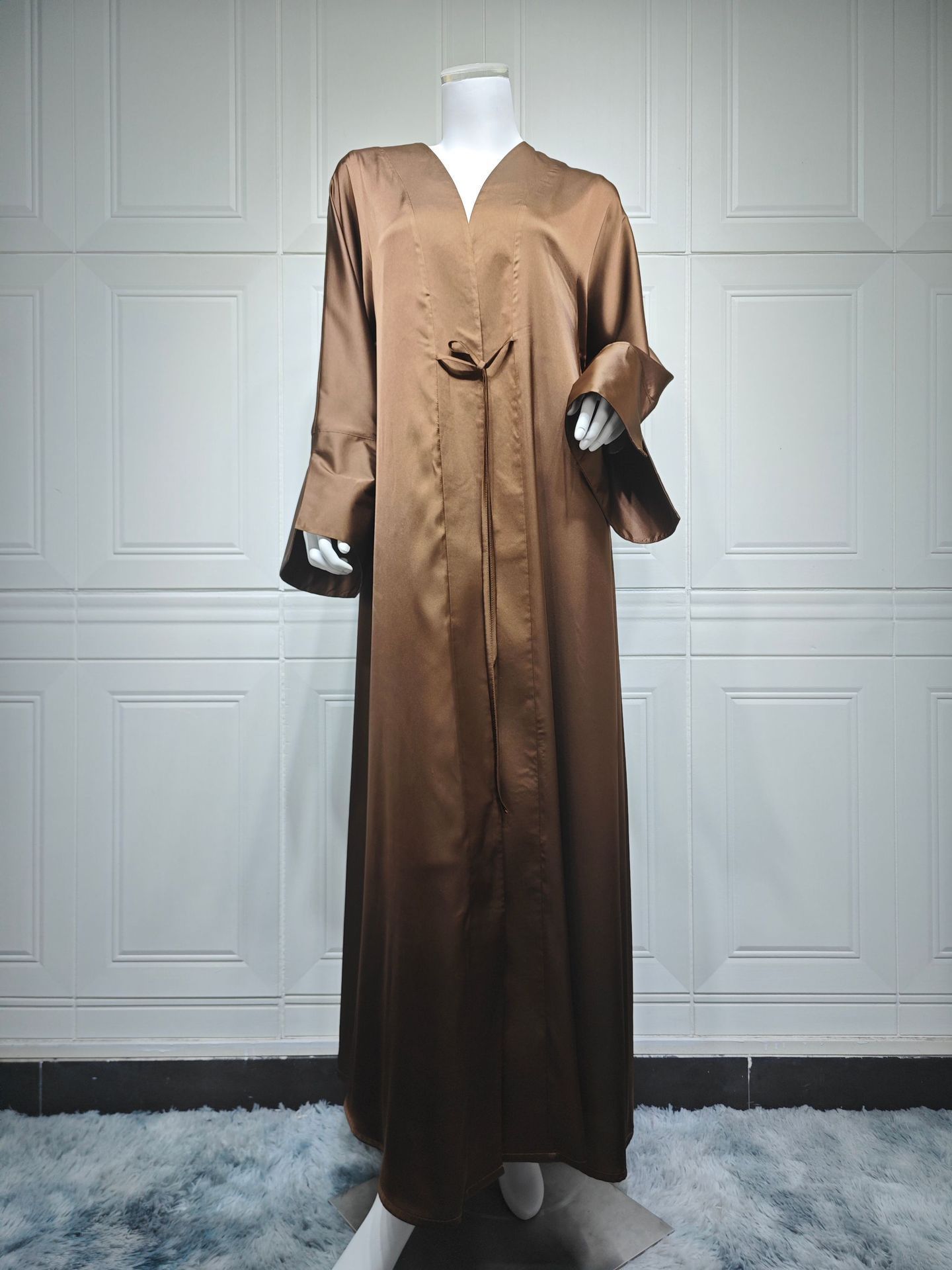 New product selection MQ166modest cross-border solid color Abaya cardigan dress loose robe in stock Middle East Dubai Muslim