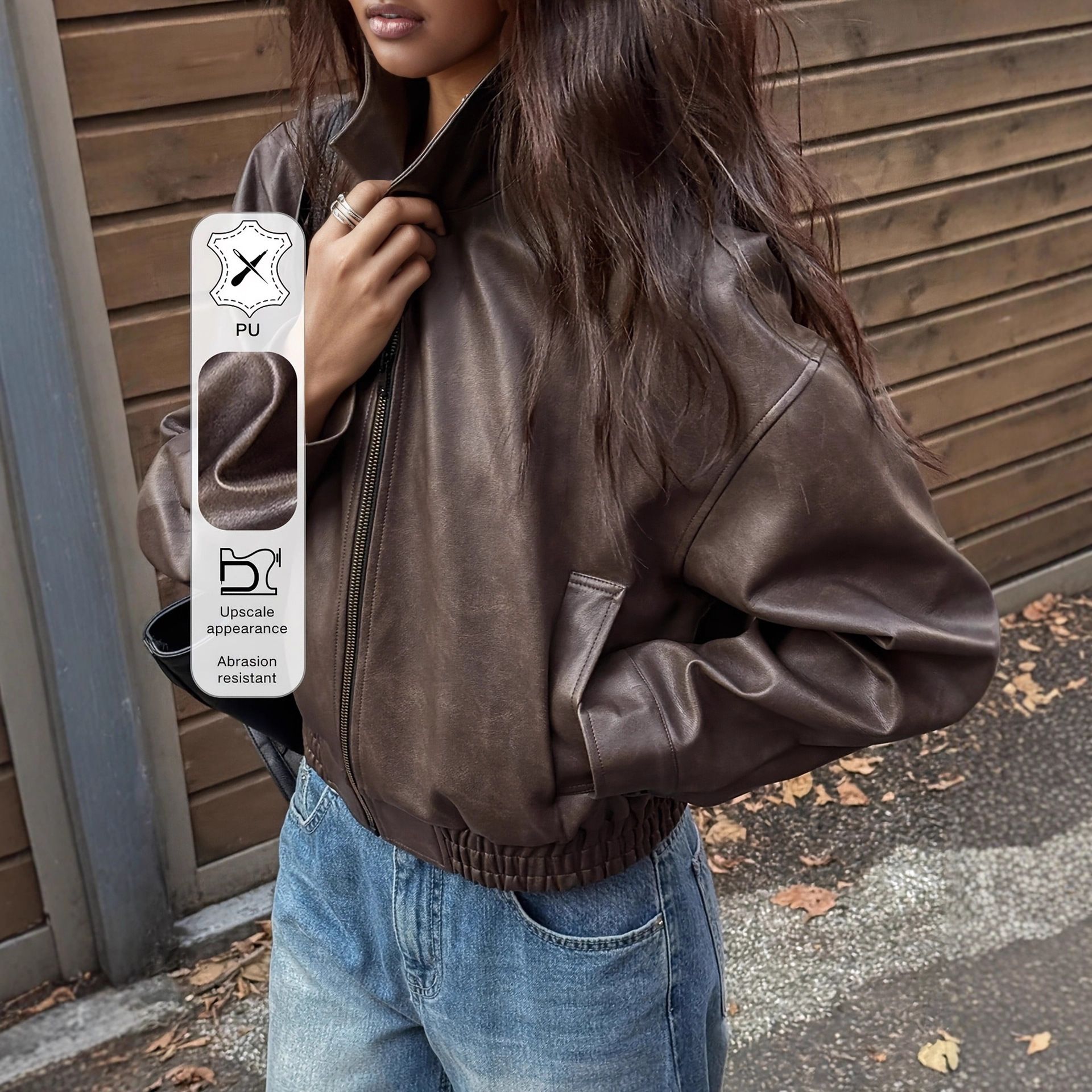 New product selection: Cross border Amazon Europe and America leather jacket, women's motorcycle suit, PU leather retro jacket, long sleeved leather jacket, autumn and winter new items