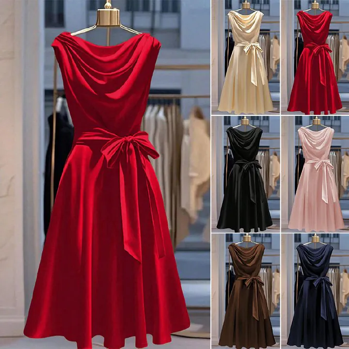 New Product Selection Temperament Commuting European and American Women's Summer New Cross border Women's Fashion Sleeveless Swing Collar Casual Dress