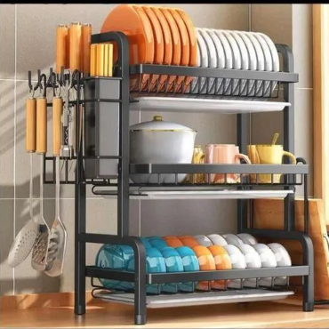 1Pc 3 Tier High Quality Carbon Steel Dish Rack Utensil Organizer 3 Layers Dish Drainer