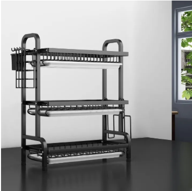 1Pc 3 Tier High Quality Carbon Steel Dish Rack Utensil Organizer 3 Layers Dish Drainer