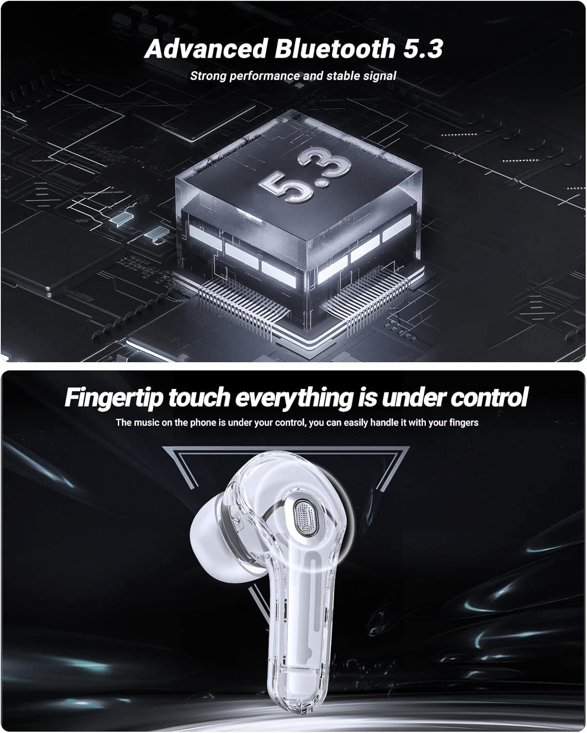 【Promotion】Wireless Earbuds, Bluetooth 5.3 Earphones with Hi-Fi Sound, Noise Cancelling TWS Bluetooth Headphones ,Low Latency Gaming, Long Battery Life