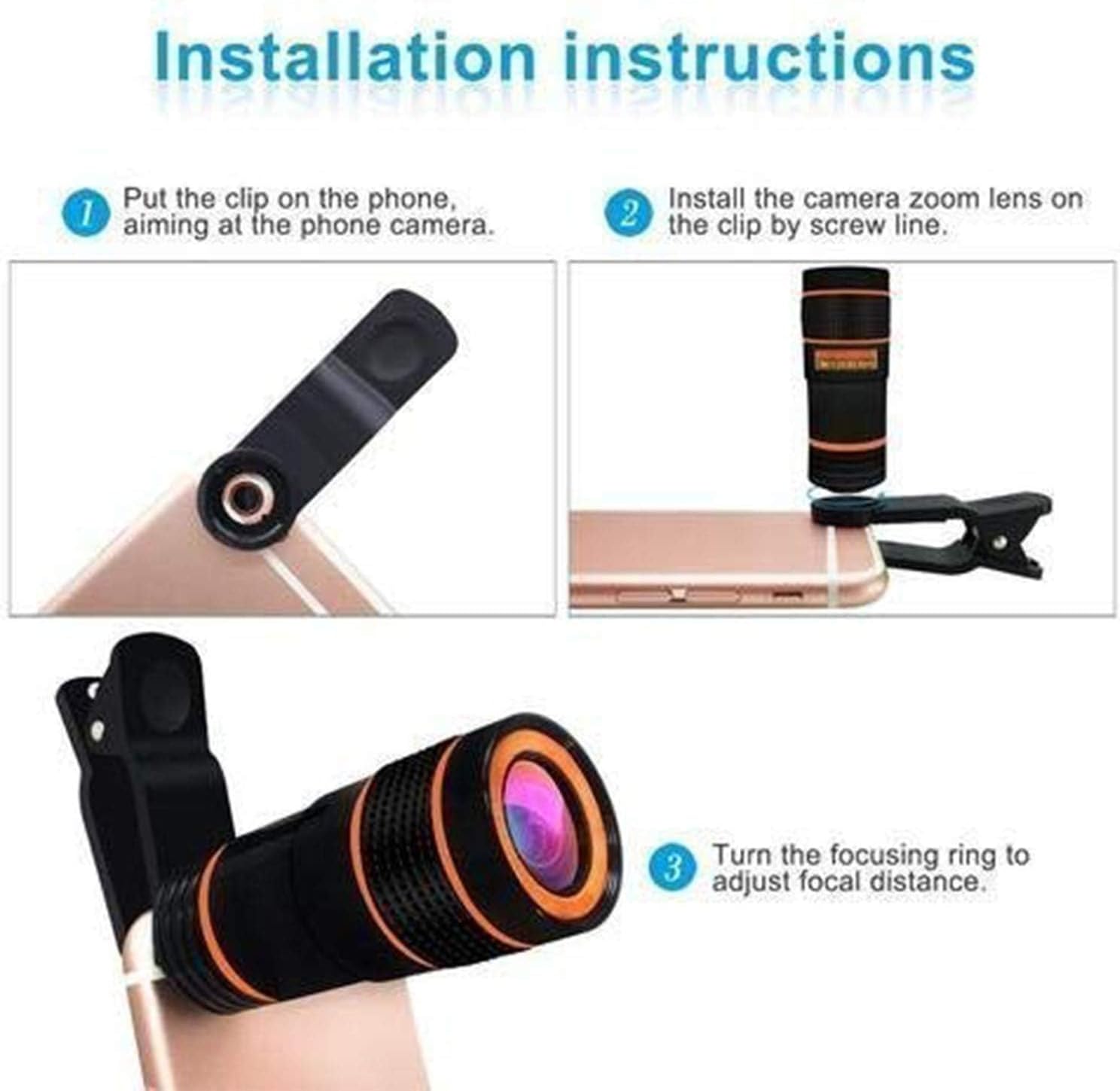 【Promotion】Cell Phone Telephoto Lens Kit, Universal 8X Zoom Telephoto Lens Phone Camera Lens, Monocular Telephoto Lens for Mobile Phone Tablet