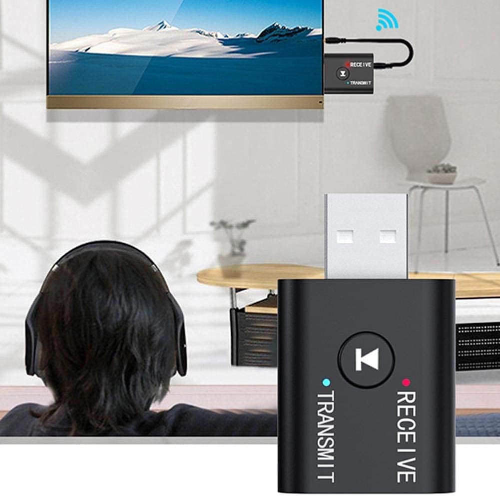 Bluetooth 5.0 2 in1 Transmitter Receiver Converter Car Wireless Audio Adapter USB 3.5mm Aux for TV, Home Stereo, Car Stereo, Headphones, Speakers, PC