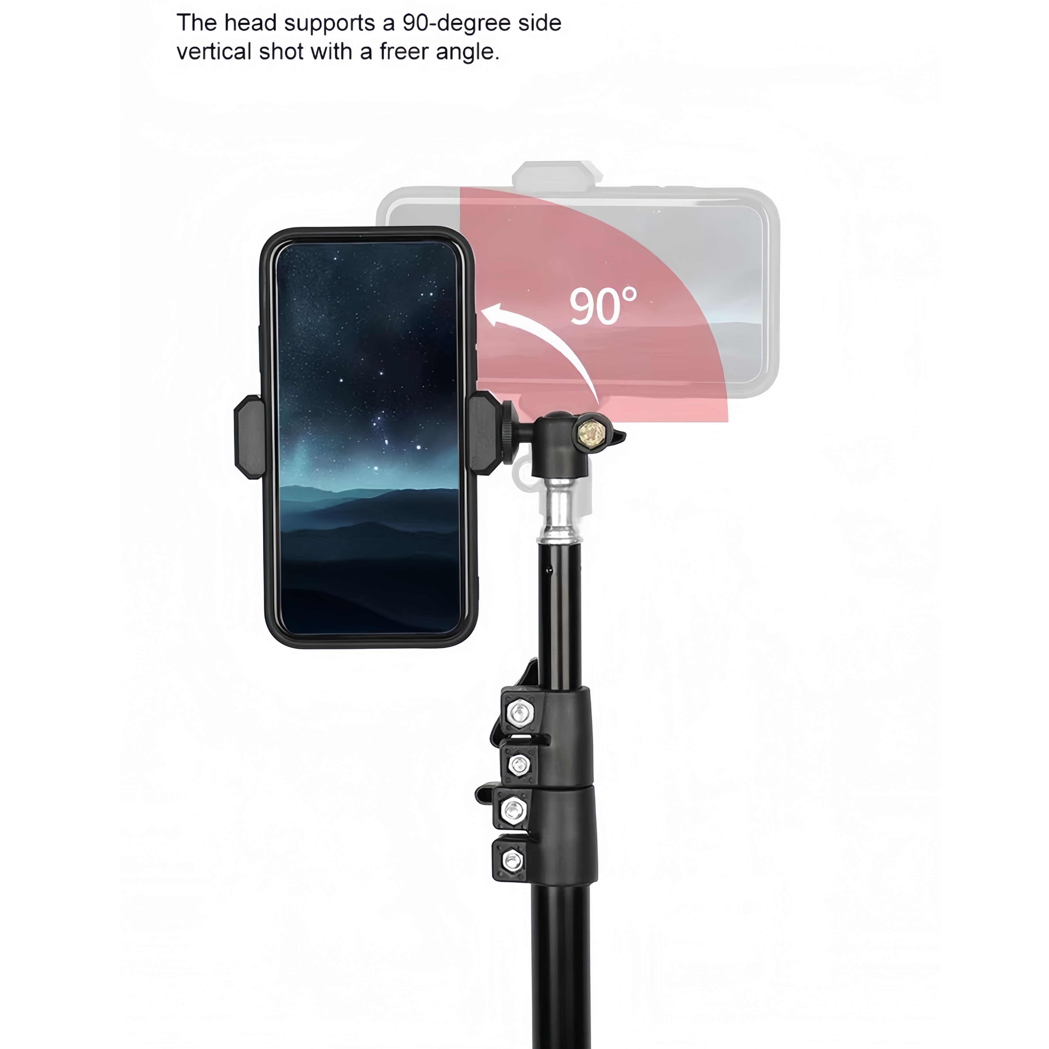 2.1M Tripod Stand Phone Holder 5 in 1 Camera Pack Tripod Stand+ Ball Head +Phone Clip+ Bluetooth Remote + Black Storage Bag For Camera Mobile Phone Photography Tripod Stand