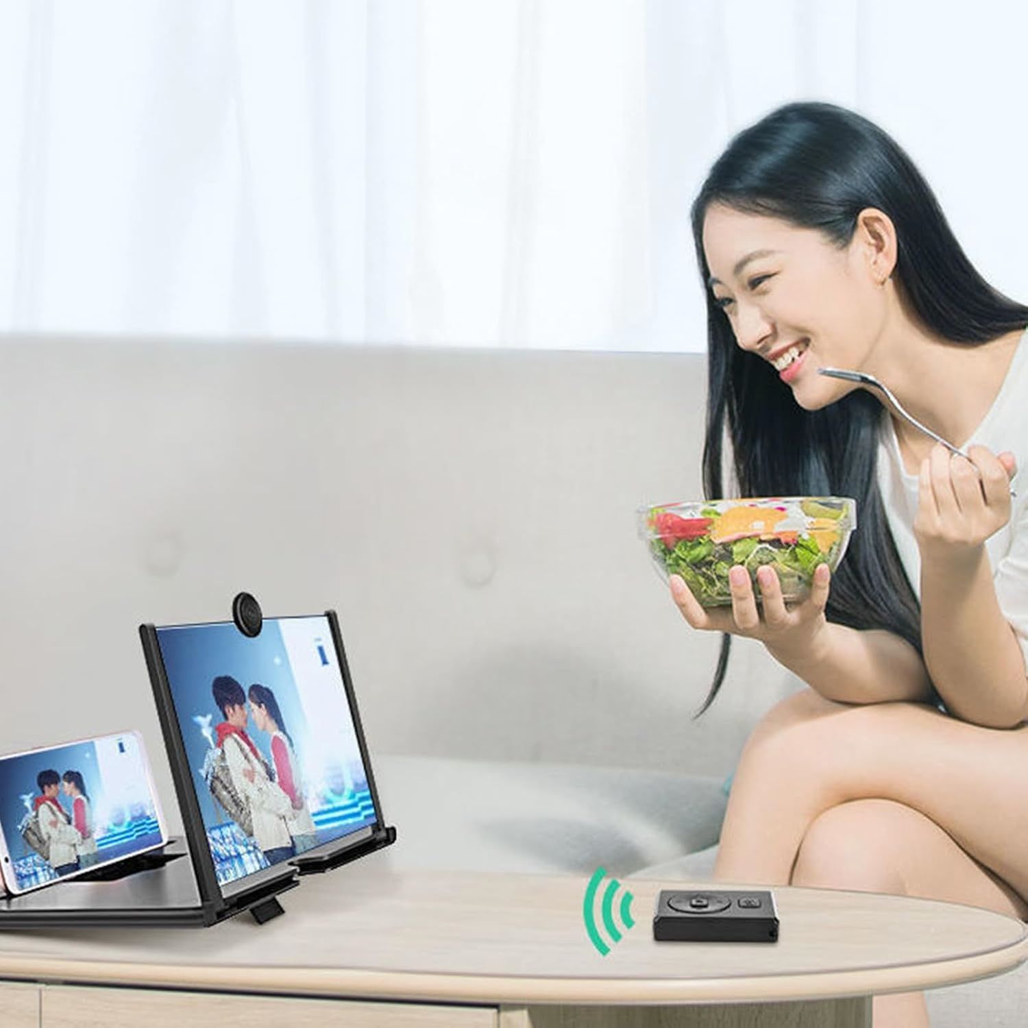 1pc ZoomPlus 12" Screen Magnifier,3D HD Mobile Phone Magnifier Projector Screen Enlarger for Movies, Videos, and Gaming,Foldable Cell Phone Stand with Screen Amplifier,Supports All Smartphones