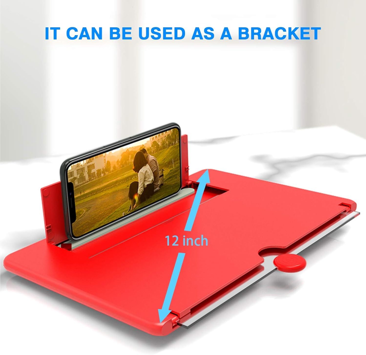 1pc ZoomPlus 12" Screen Magnifier,3D HD Mobile Phone Magnifier Projector Screen Enlarger for Movies, Videos, and Gaming,Foldable Cell Phone Stand with Screen Amplifier,Supports All Smartphones