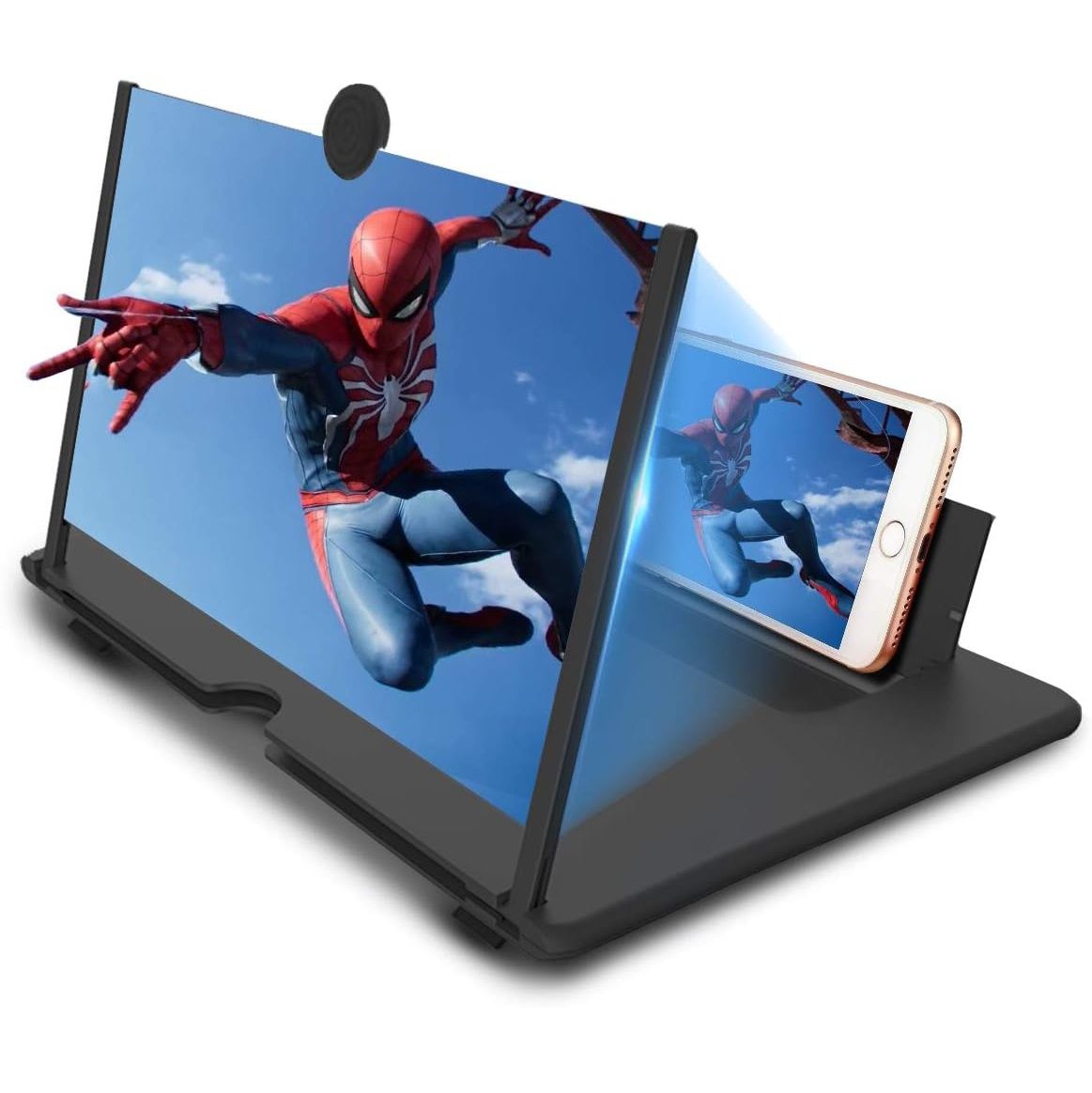 1pc ZoomPlus 12" Screen Magnifier,3D HD Mobile Phone Magnifier Projector Screen Enlarger for Movies, Videos, and Gaming,Foldable Cell Phone Stand with Screen Amplifier,Supports All Smartphones