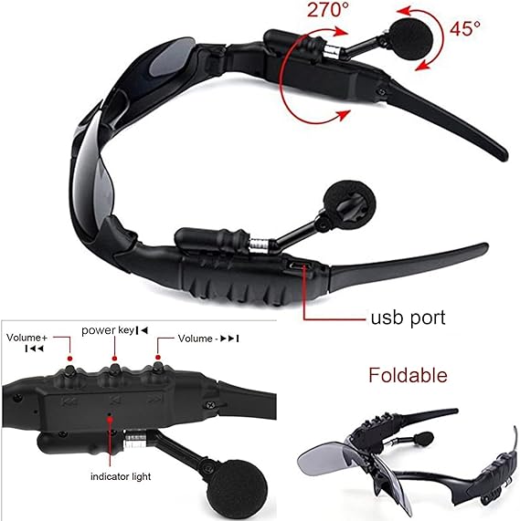 【Promotion】Wireless Bluetooth Sunglasses Anti-ray Stereo 4.1 Music Bluetooth Headphones With Storage Case for Men Support Both Headset and Hands-Free for All Kinds of Cell Phones