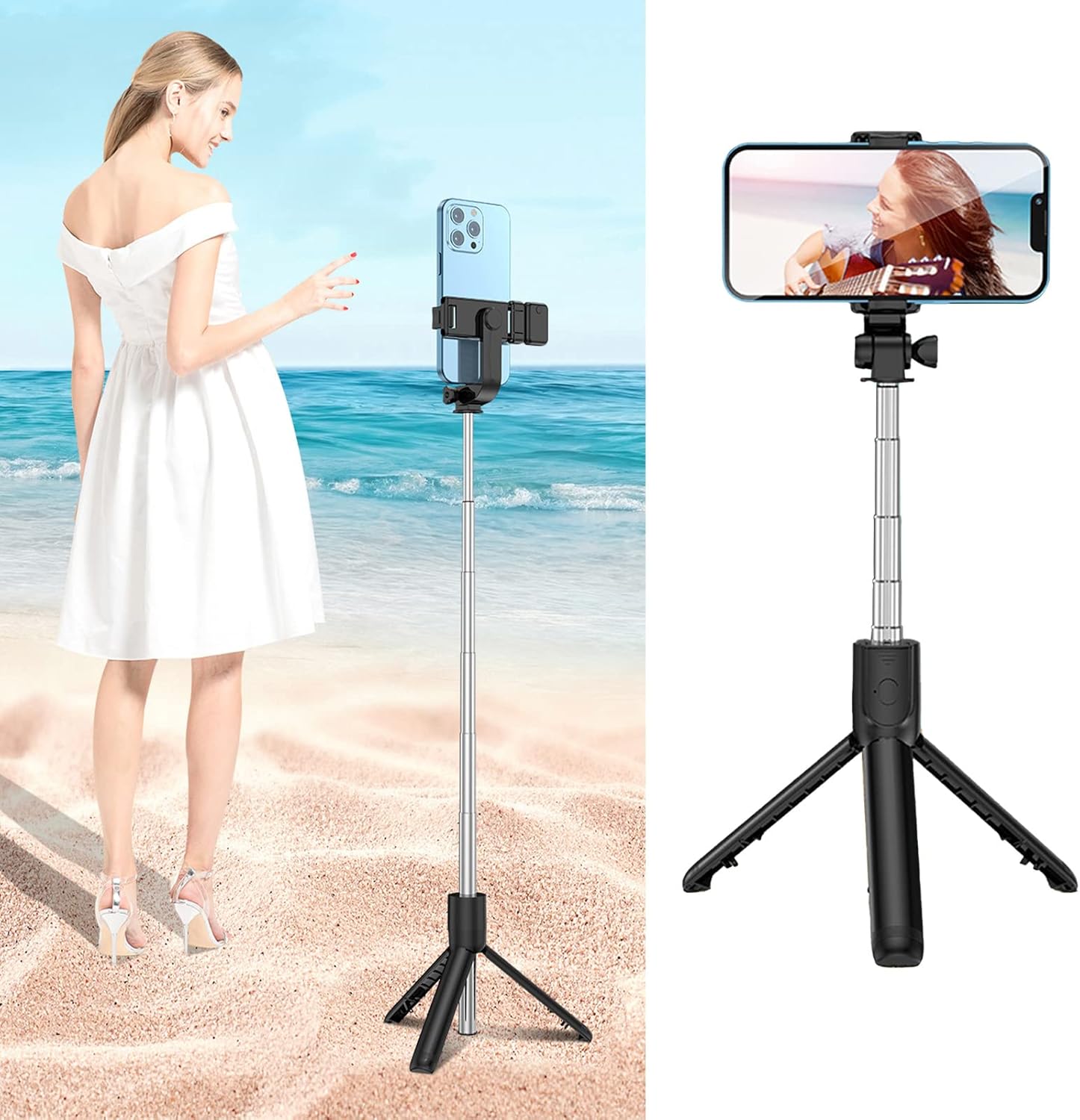 Phone Tripod, 70cm Selfie Stick with Wireless Remote , Portable Extendable Tripod Stand, Compatible with All Cell Phones, for Selfie/Video Recording/Photo/Live Stream/Vlog