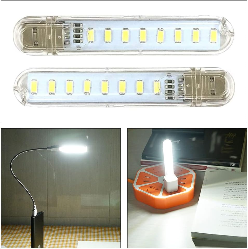 Mini Portable USB Night Light Mini USB Night Light LED Book Reading Lights 8 Beads with Adjustable Neck Cable for Work Learning Sleeping Camping PC Laptops Computer Mobile