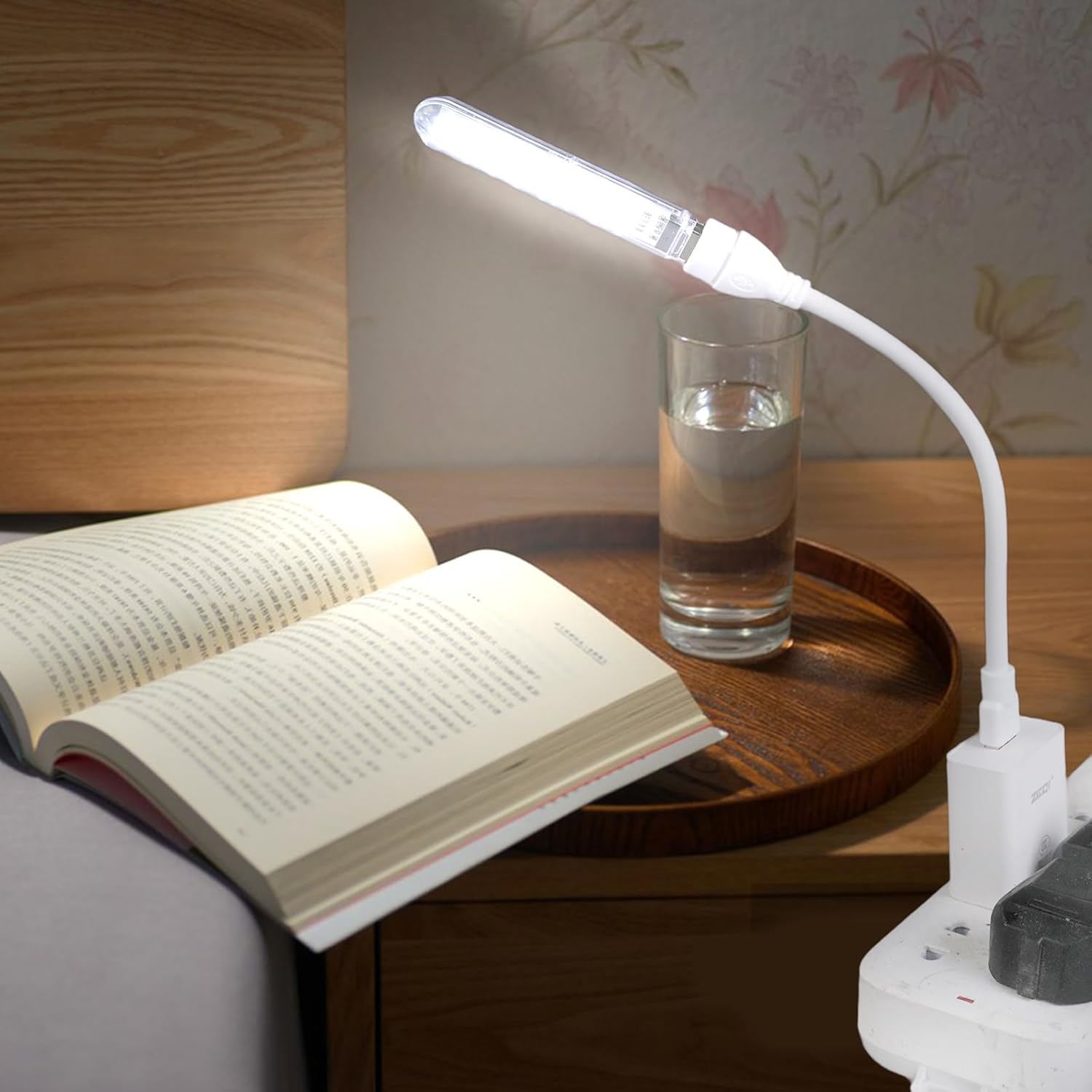 Mini Portable USB Night Light Mini USB Night Light LED Book Reading Lights 8 Beads with Adjustable Neck Cable for Work Learning Sleeping Camping PC Laptops Computer Mobile