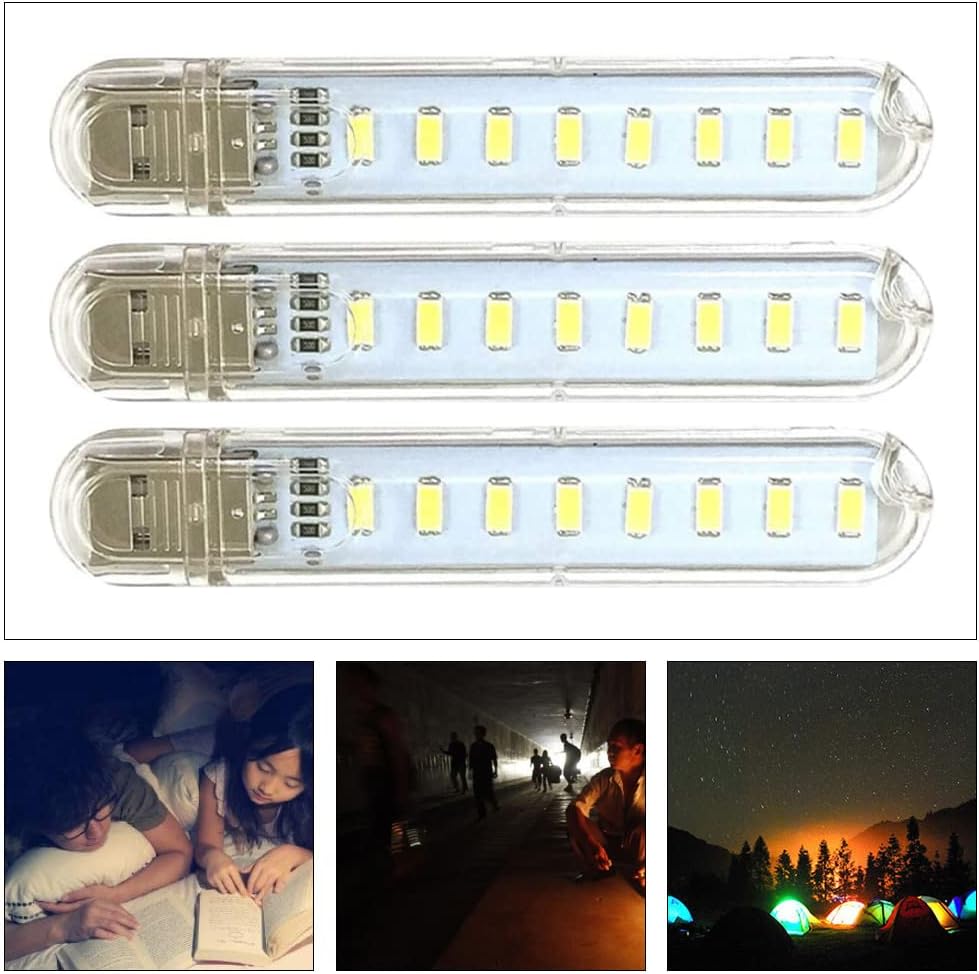 Mini Portable USB Night Light Mini USB Night Light LED Book Reading Lights 8 Beads with Adjustable Neck Cable for Work Learning Sleeping Camping PC Laptops Computer Mobile