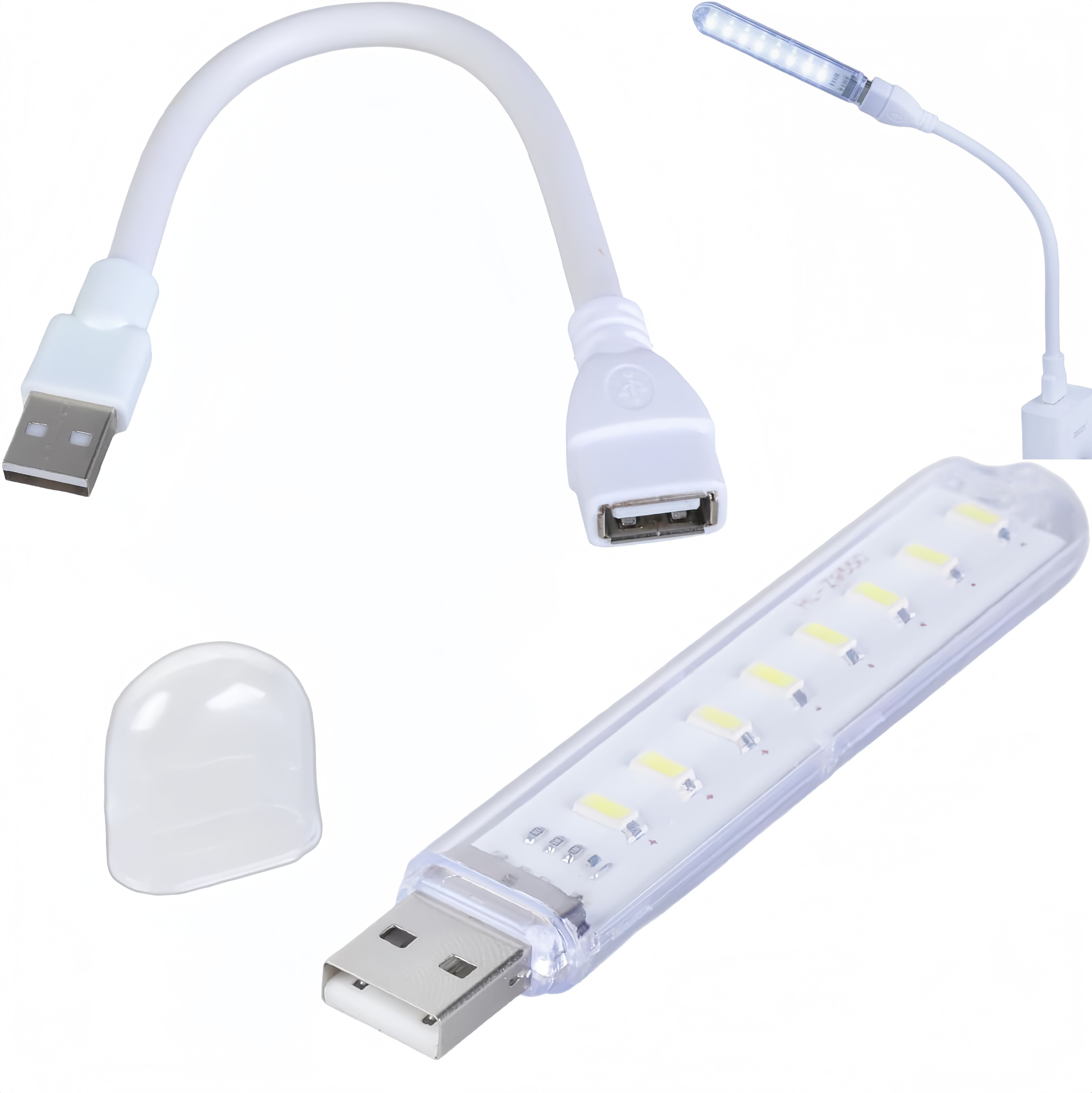 Mini Portable USB Night Light Mini USB Night Light LED Book Reading Lights 8 Beads with Adjustable Neck Cable for Work Learning Sleeping Camping PC Laptops Computer Mobile