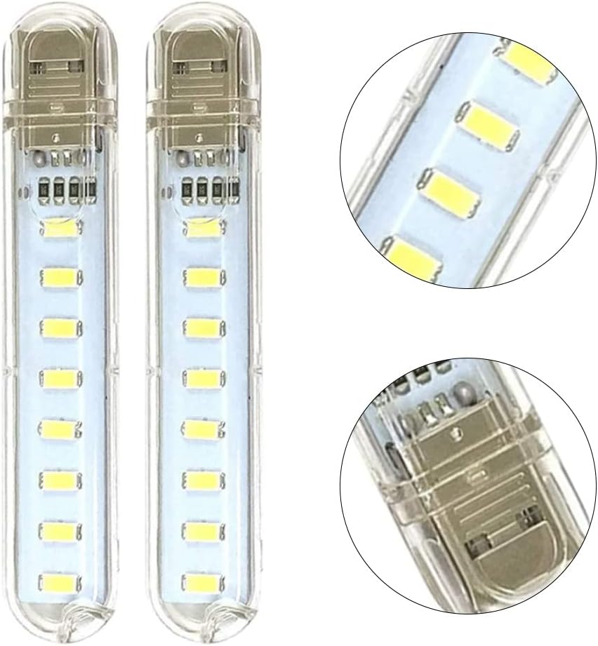 Mini Portable USB Night Light Mini USB Night Light LED Book Reading Lights 8 Beads with Adjustable Neck Cable for Work Learning Sleeping Camping PC Laptops Computer Mobile