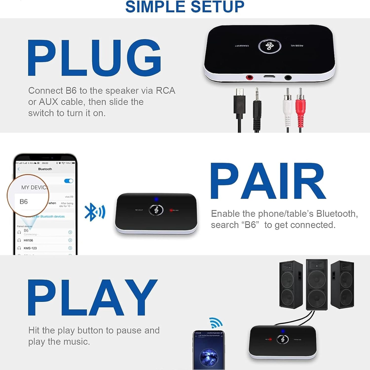 【Promotion】Bluetooth Transmitter Receiver, 2-in-1 Aux Bluetooth Audio Adapter for TV/Airplane/Home Stereo/Speakers/BT Headphones, RCA AUX 3.5mm Bluetooth Music Receiver