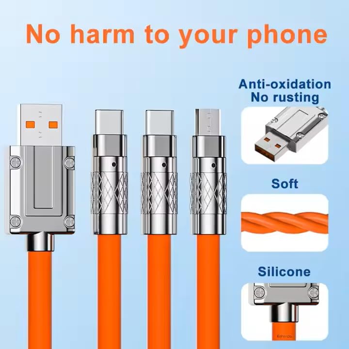 【Promotion】1.2m/2m 120W Multi Charging Cable, 3 in 1 Multiple Charger Cable, Short Universal Charging Cable with 3 Different Port IP/Type-C/Micro Compatible with Samsung/Xiaomi/Huawei/iPhone/ iPad