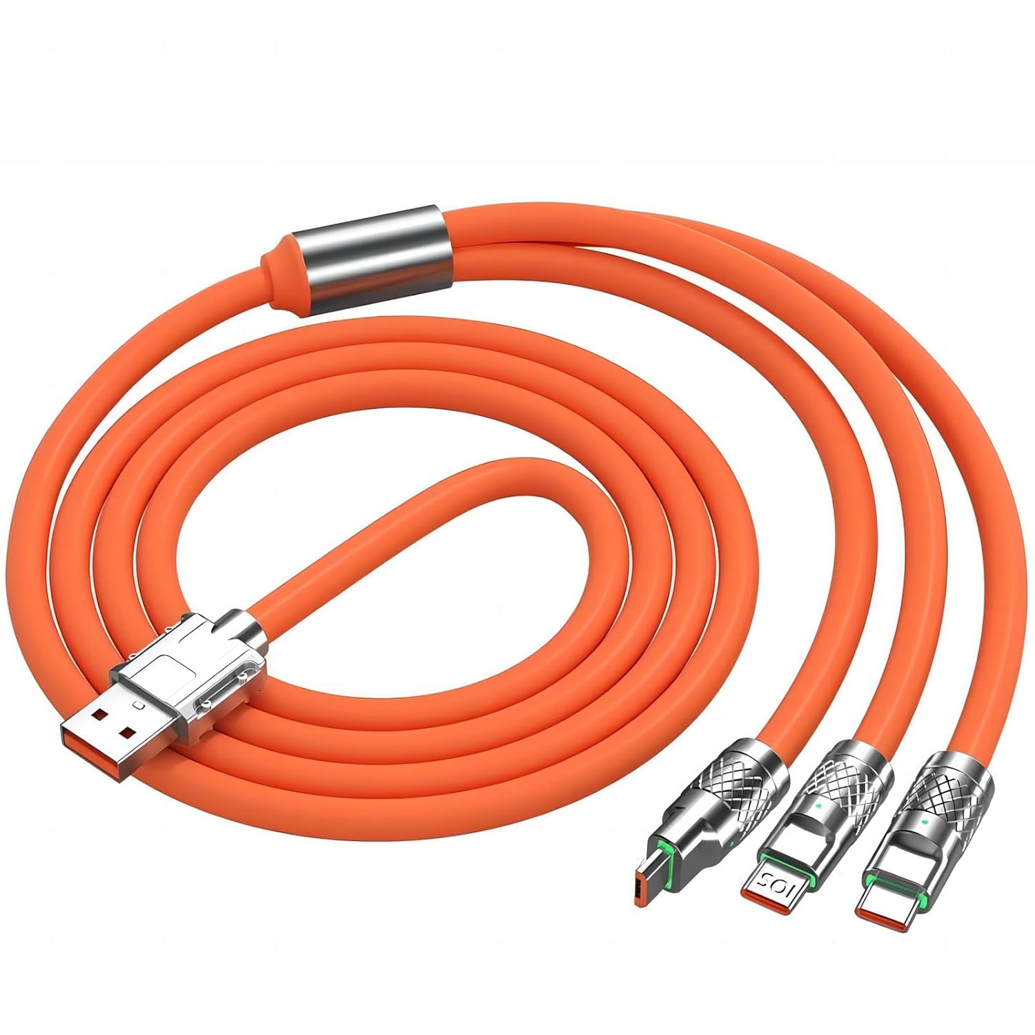 【Promotion】1.2m/2m 120W Multi Charging Cable, 3 in 1 Multiple Charger Cable, Short Universal Charging Cable with 3 Different Port IP/Type-C/Micro Compatible with Samsung/Xiaomi/Huawei/iPhone/ iPad