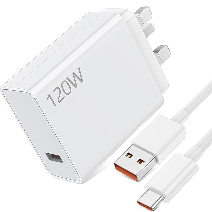 120W Power Adapter Set Charger Travel Plug Adapter Fast Charging with Type C Cable for Samsung Xiaomi Huawei/Fast Charging Cable/UK Socket Charger