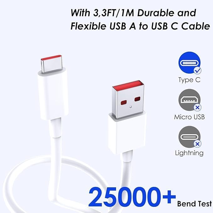 120W Power Adapter Set Charger Travel Plug Adapter Fast Charging with Type C Cable for Samsung Xiaomi Huawei/Fast Charging Cable/UK Socket Charger