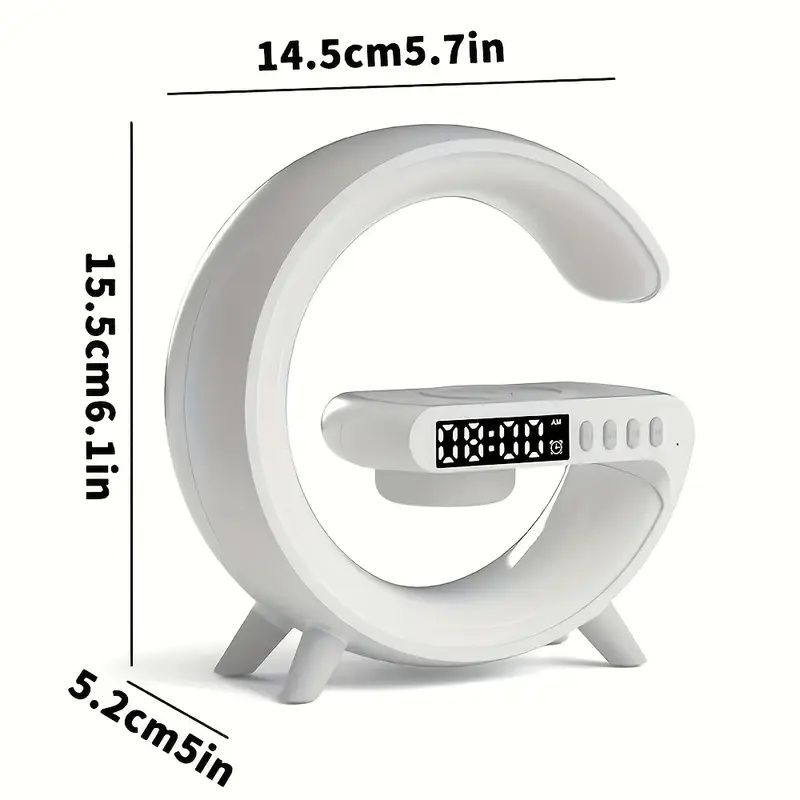 Wireless Fast Charging Wireless BT Speakers with Rhythm RGB Light, Bar Smart Light, Sunrise Alarm Clock, Wake Up Light and Dimmable Table Lamp for Bedrooms