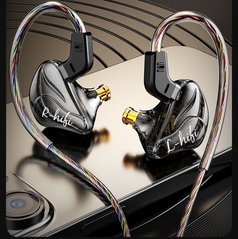 3.5mm Detachable Wired Headphones Double Dynamic HiFi Earphone Bass Headset Stereo Musician Monitor Earbuds Sport Running