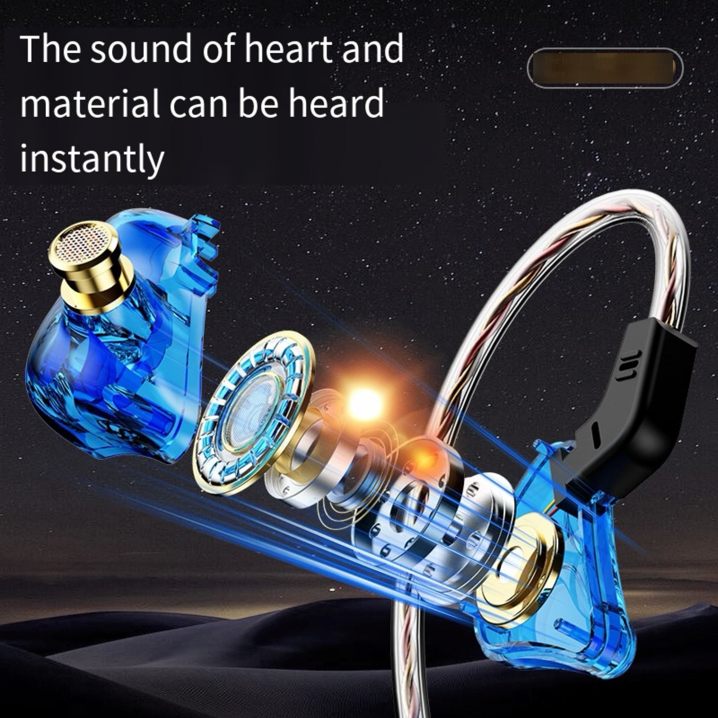 3.5mm Detachable Wired Headphones Double Dynamic HiFi Earphone Bass Headset Stereo Musician Monitor Earbuds Sport Running