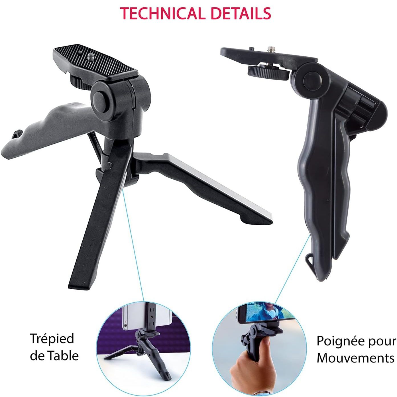 Vlogging Kit with Light and Microphone Pistol Grip Tripod |Studio LED Light, Professional Mini Portable Tripod Grip for Vlogging, TikTok, YouTube Videos | for Smart Phones, Cameras